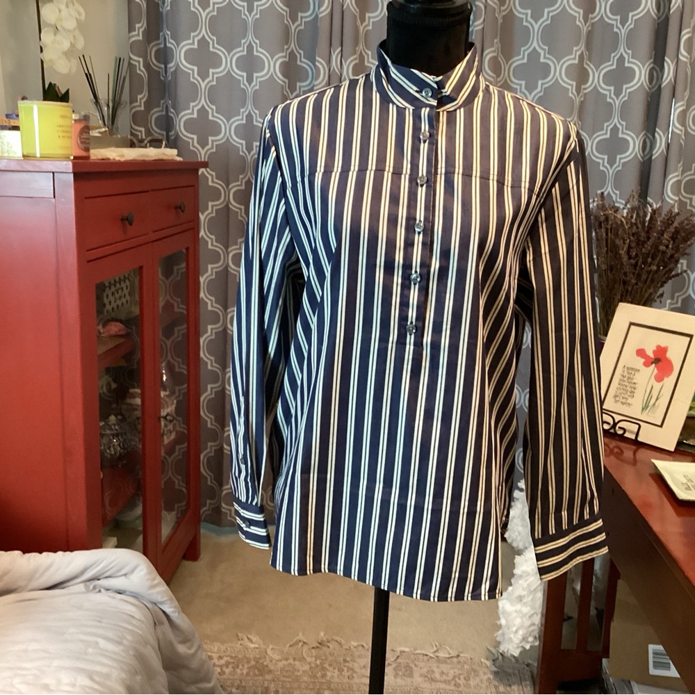 J.Crew Stripe Band Collar Popover.